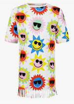 Платье трикотажное STELLA McCARTNEY Белый/Принт: разноцветные смайлы Девочка