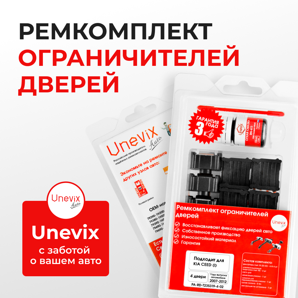Ремкомплект ограничителей дверей KIA FORTE (I) A7 (4 двери, тип 23+53+19) 2013-2020