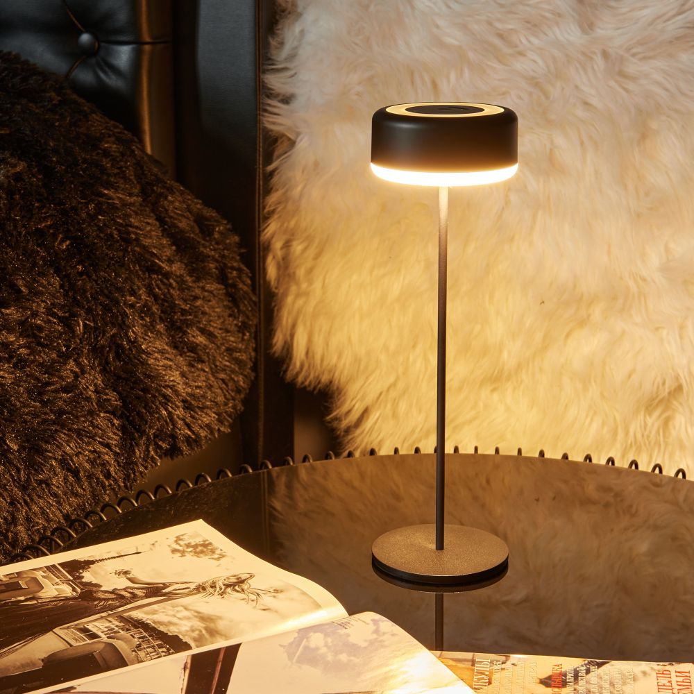 ULM-D950 3W-3000-6500K-DIM IP54 BLACK Светильник настольный светодиодный беспроводной. Встроенный аккумулятор 2200mAh. Диммер. Черный. TM Uniel