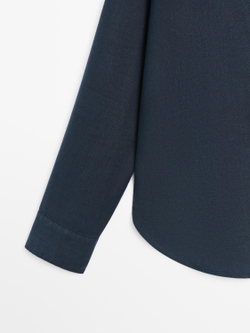 Massimo Dutti Свободная рубашка из 100% льна, темно-синий