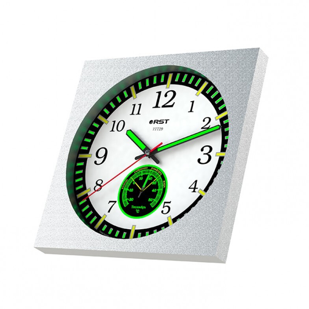 Светящиеся настенные метеочасы,  RST77729, плавный ход, 25x25см