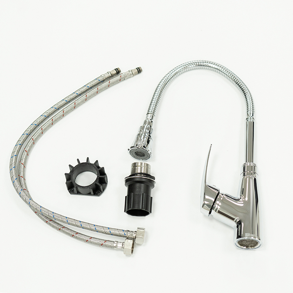 СМЕСИТЕЛЬ ДЛЯ КУХНИ С ГИБКИМ ИЗЛИВОМ И 2Х-ФУНКЦИОНАЛЬНЫМ АЭРАТОРОМ ХРОМ LM0413C ЛИНАРА