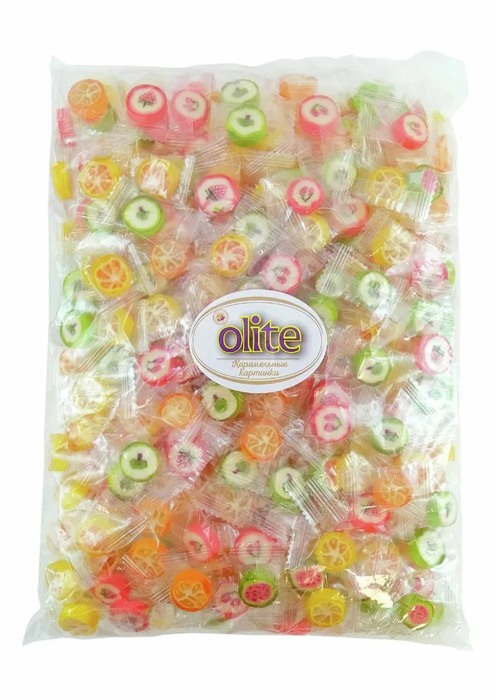 Леденцовая карамель Olite,Карамельные картинки с фруктовым вкусом микс,500гр*12шт