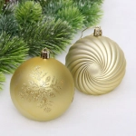 Новогодние шары «Изящные узоры» 8 см (набор 9 шт), Золото