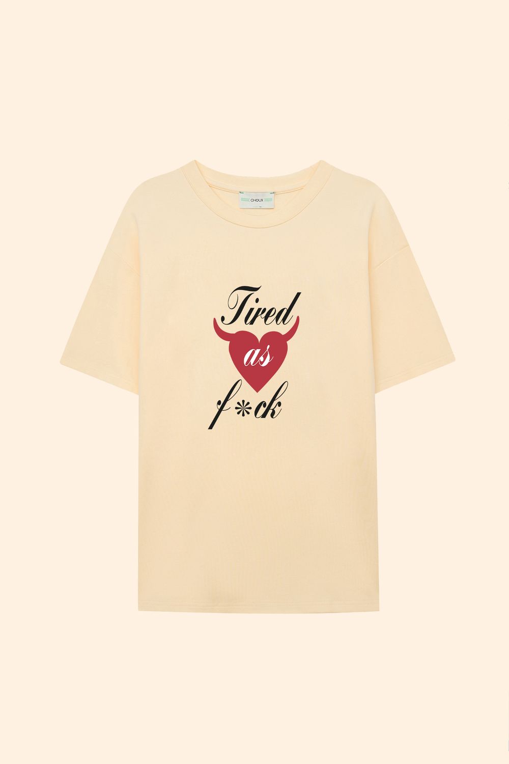 Футболка (Tired as f*ck), сливочная