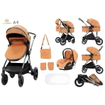 Детская коляска-трансформер Luxmom A4 3в1 (коричневый)