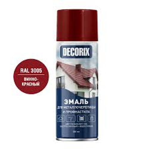 Эмаль аэрозольная для металлочерепицы и профнастила DECORIX винно-красный RAL 3005 (0,52л)