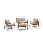 Frares Комплект 2-местный диван, 2 кресла и журнальный столик из массива акации