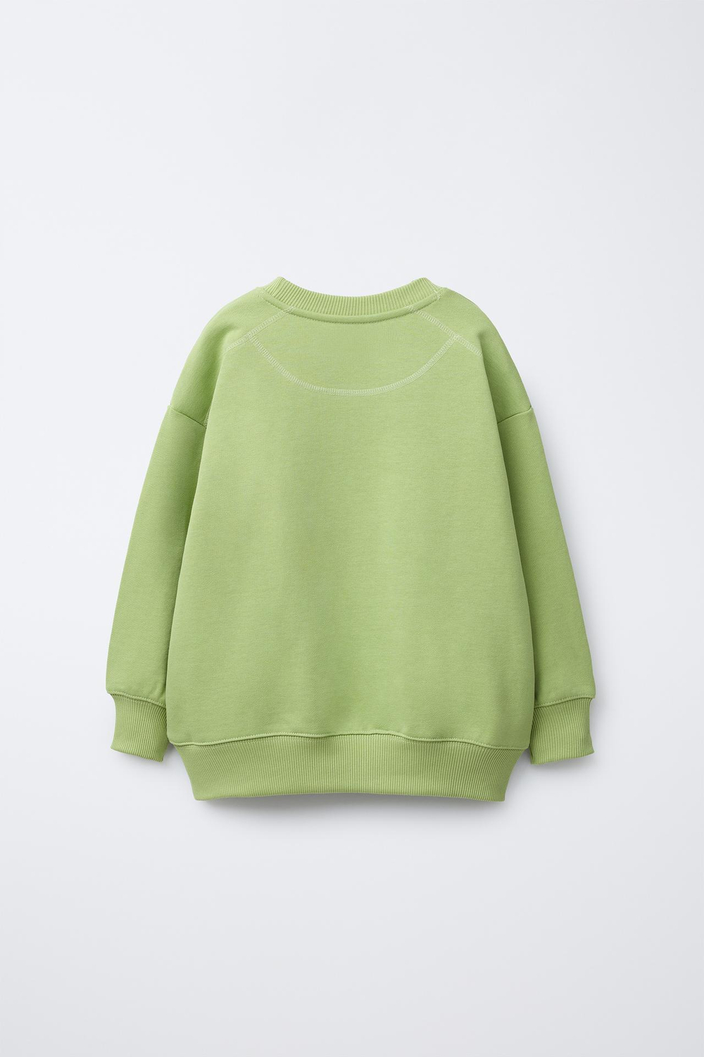 ZARA ОДНОТОННАЯ ТОЛСТОВКА С ВЫШИТОЙ НАДПИСЬЮ, ЗЕЛЕНЫЙ