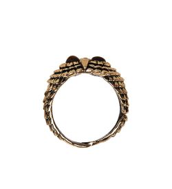 AM-2503 Кольцо «Совушка день» (латунь, янтарь)