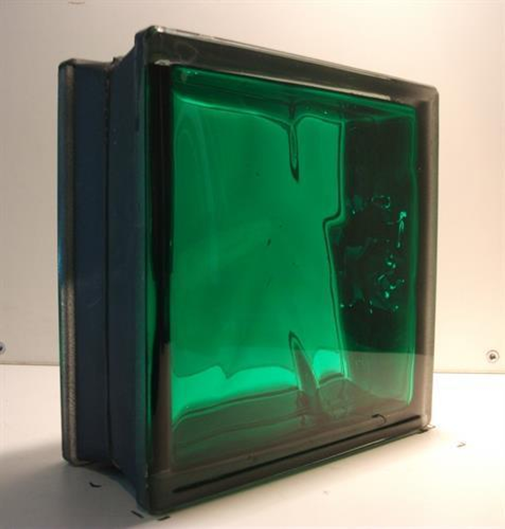 Купить Стеклоблок изумруд волна черный бриллиант Vitrablok  19х19x8