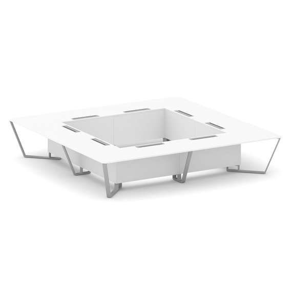 Steel Meet Стол переговорный квадратный KD-PR.B.SP-20K2 Белый Бриллиант/Металл Серый 4000*4000*750