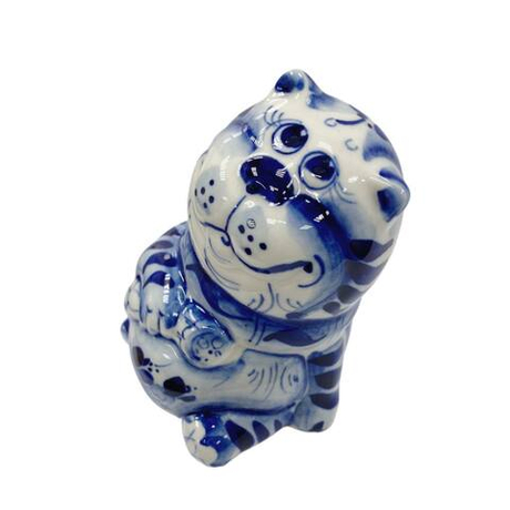 Фигурка Кот с колбасой гжель