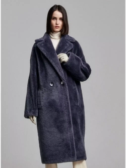 Шуба из овечьей шерсти чебурашка пальто тедди, графитовая, SilverFox