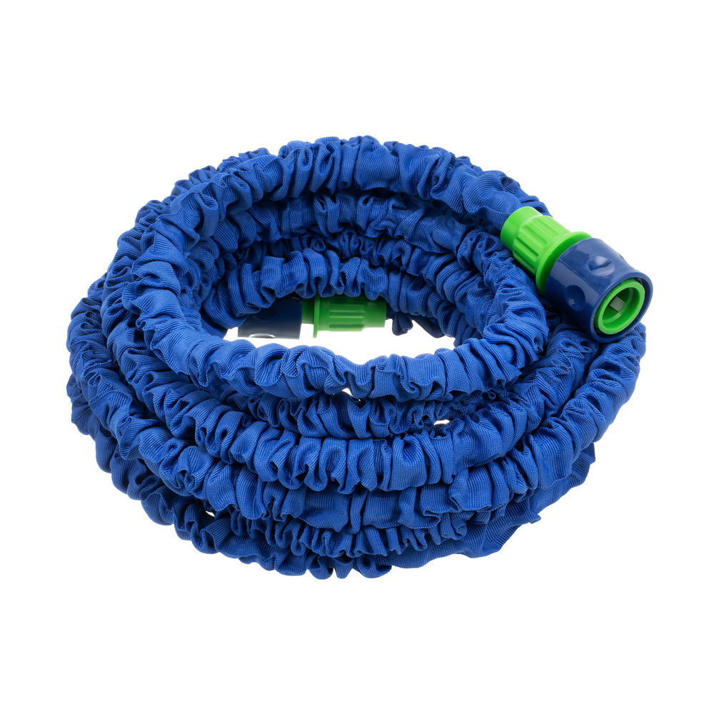 Набор поливочный, растягивающийся шланг 15 м, 7 режимов пистолет, соединитель, адаптер Сибртех