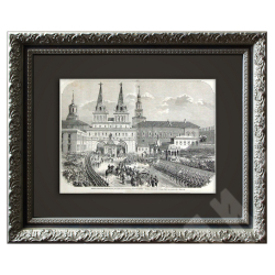 Гравюра «Въезд Императора России в Москву в Воскресенские ворота в Кремле». 1856 г.