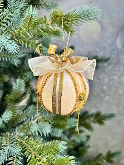 Винтажный шар Айвори 10 см., шампань 1 шт., Christmas DeLuxe (86538)