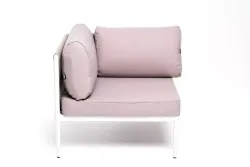 "Касабланка" угловой модуль плетеный из роупа, каркас алюминий светло-серый (RAL7035) муар, роуп серо-коричневый 23мм, ткань бежевая 052