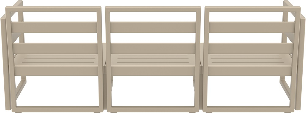 Диван пластиковый трехместный с подушками Siesta Contract Mykonos XL, бежевый, черный