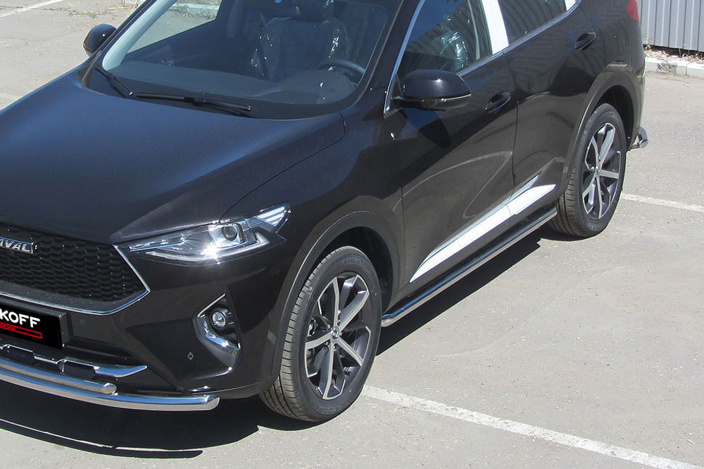 Пороги из нержавейки Haval F7 F7x (2019-2023) d57 труба