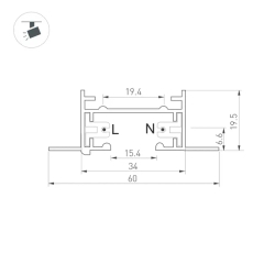 Трек LGD-2TR-TRACK-F-1000-BK-M (C) (Arlight, IP20 Металл, 3 года) 038672