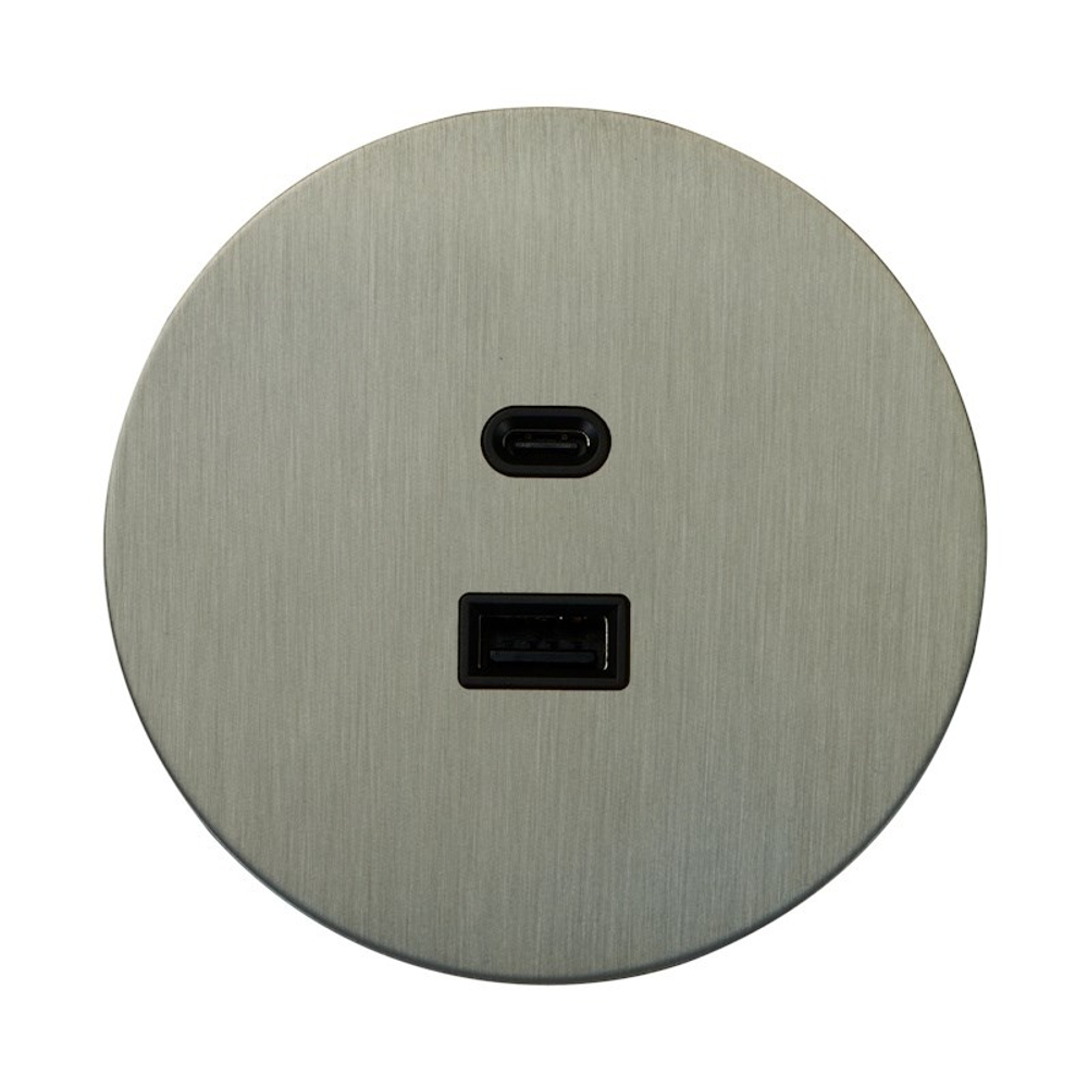 USB розетка (тип A+C), никель, Salvador, EU010112