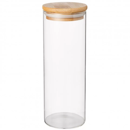 Стеклянная банка с бамбуковой крышкой 500 мл, 18*6,5 см, ТН ВЭД: 7010904300