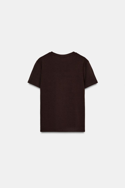 ZARA ФУТБОЛКА С МЕТАЛЛИЗИРОВАННЫМ ПРИНТОМ, КОРИЧНЕВЫЙ