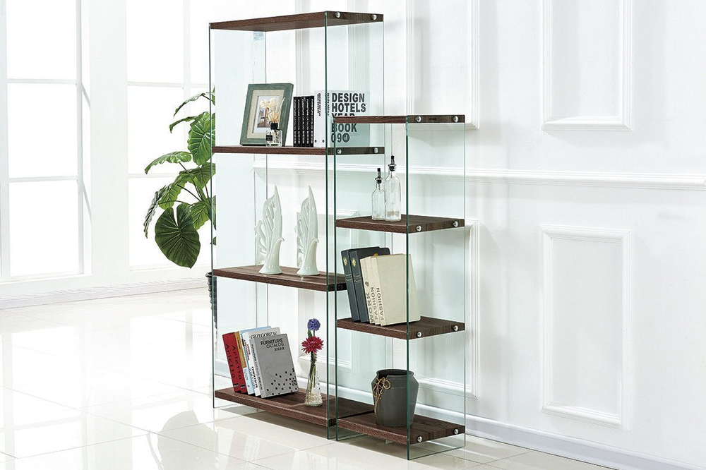 Стеллаж F-049-125H  прозрачный/коричневый