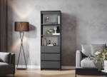Стеллаж для книг напольный с ящиками узкий Графит, Мори, 60х35х180 см ДСВ Мебель