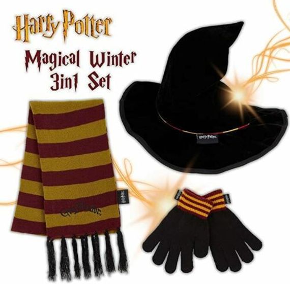 Harry Potter Hat Scarf Gloves Set, Gryffindor Scarf and Wizard Hat for Girls Gryffindor