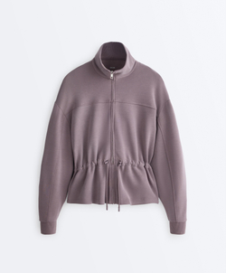 Oysho Мягкая куртка с регулируемой талией и высоким воротником, серо-сиреневый