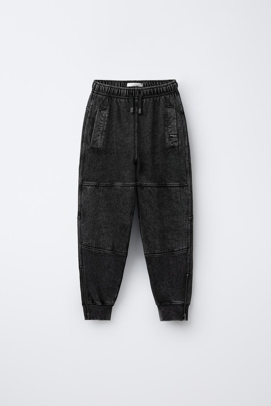 ZARA БРЮКИ SLIM НА МОЛНИЯХ, ЧЕРНЫЙ