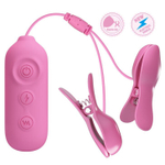 Зажимы для сосков с вибрацией и электростимуляцией Romantic Wave II (Цвет: розовый)