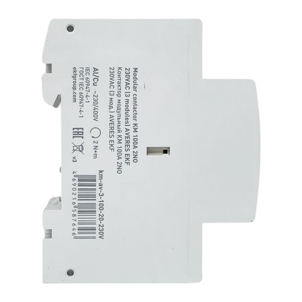 Контактор модульный КМ 100А 2NO 230В АС (3 мод.) AVERES EKF
