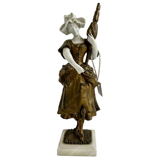 Peter Tereszczuk? Статуэтка. Девушка с зонтом XVIII в. Австрия. Бронзовая скульптура , фарфор. XX в.