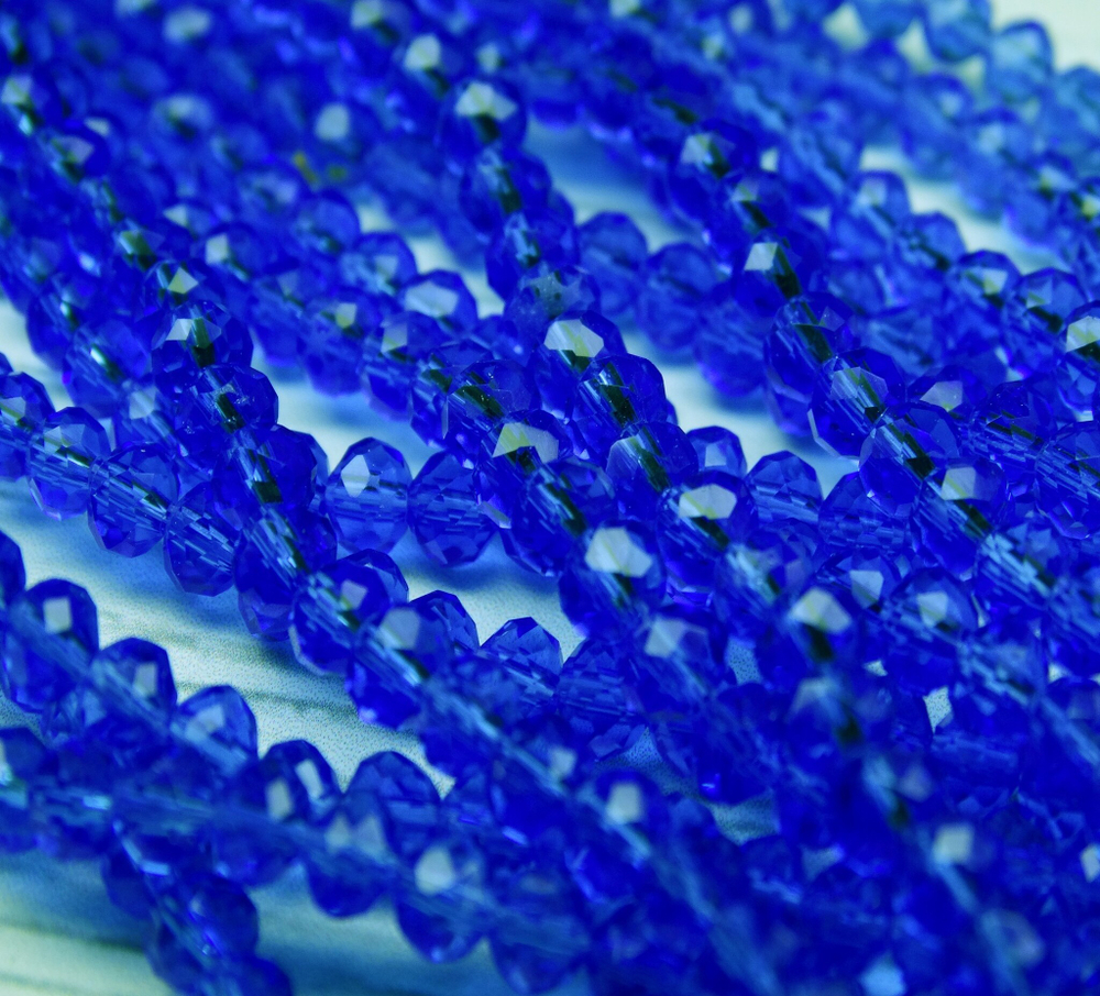БП018НН34 Хрустальные бусины "рондель", цвет: светло-синий прозрачный, 3х4 мм, кол-во: 95-100 шт.