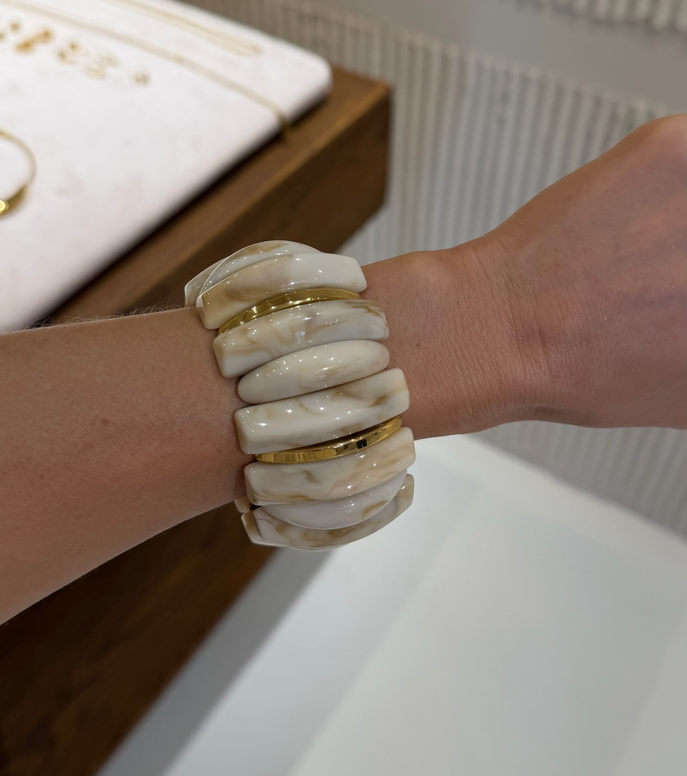 Браслет Акриловые на резинках бежевый