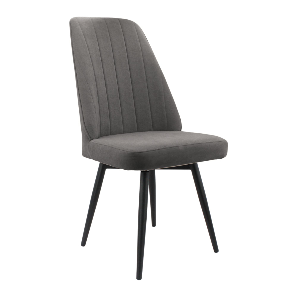 Стул поворотный "Лотос" (арт. 327), велюр Бренди В28 антрацит, ножки черные