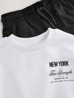 Футболка и спортивные брюки в комплекте для мальчика Next AA8-112, Черный, Белый