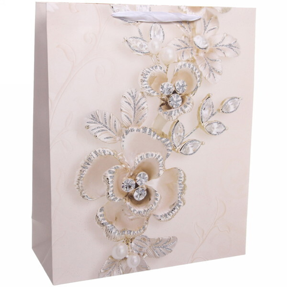 Пакет подарочный «Цветочные украшения» 26*32*12 см