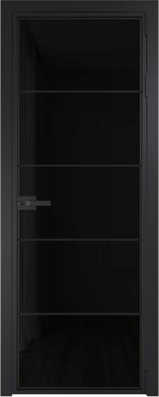 Алюминиевая дверь 5AX чёрная матовая RAL9005 стекло чёрный триплекс