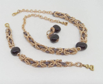 Колье Византия биколор с черным жемчугом Майорка, оттенки золото и графит