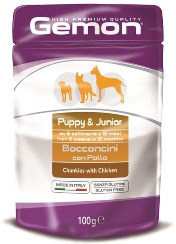 Gemon Dog Pouch паучи для щенков кусочки курицы 100 г