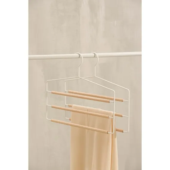 Вешалка для брюк и юбок многоуровневая SAVANNA Wood, 3 перекладины, 37×32×1,1 см, цвет белый