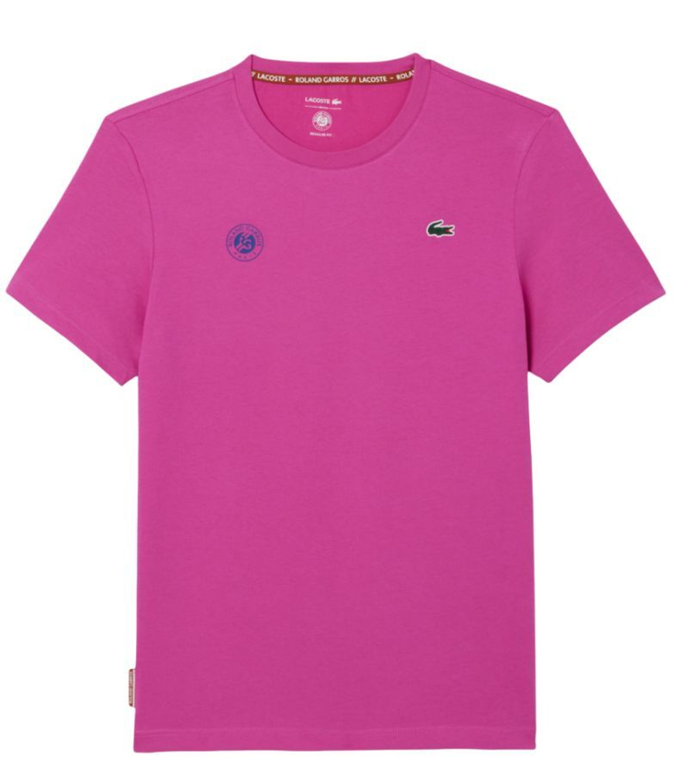 Мужская теннисная футболка Lacoste Ultra-Dry Sport Roland Garros Edition Tennis - Розовый