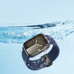Эластичный ремешок синего цвета (Storm Blue) от Dux Ducis для смарт часов Apple Watch размером 38, 40, 41 и 42MM, серия Strap (Mixture Pro Series)