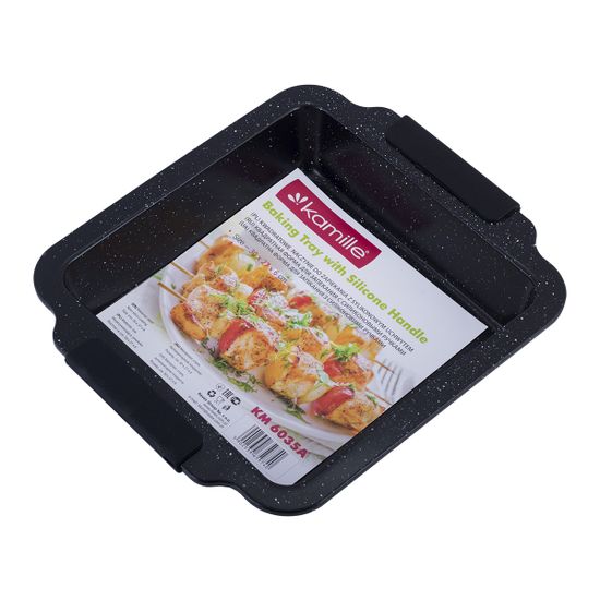 Форма для запекания квадратная Kamille KM-6035A (30,5х27х6 см) из углеродистой стали с мраморным покрытием