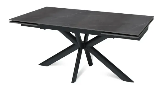 Стол "СТРОНГ" 160-240, керамика Armani Grey матовая, опоры черный муар