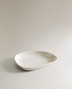 Zara Home тарелка из каменной керамики, цвет бежевый, 14 см